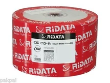 600 WHITE INKJET HUB PRINT RITEK RIDATA CD-R,700MB,52X, A GRADE R80JS52-RD-IWN50