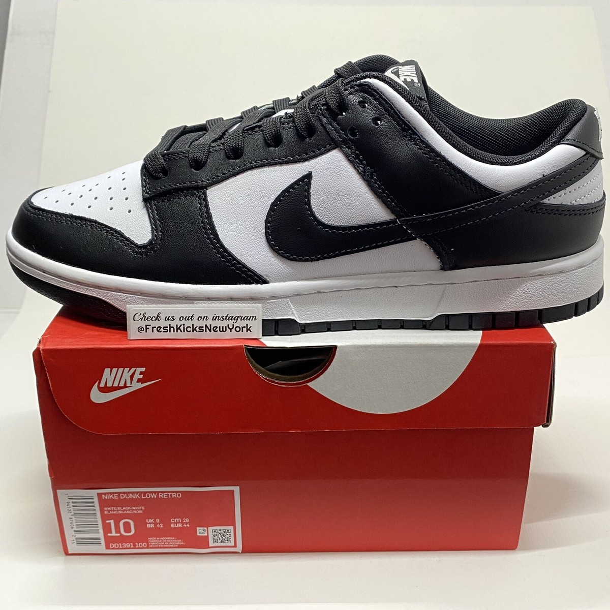 Nike Dunk Low White Black Men Size 10 New DD1391-100 Panda Dunk 
