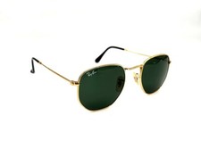 Ray Ban Sunglasses Hexagonal Gold Arista Green Metal Unisex - RB3548 001 51 mm