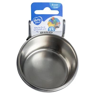 Duvo+ Vögel Futternapf Edelstahl mit Haken rostfrei Schale einfache Anbringung