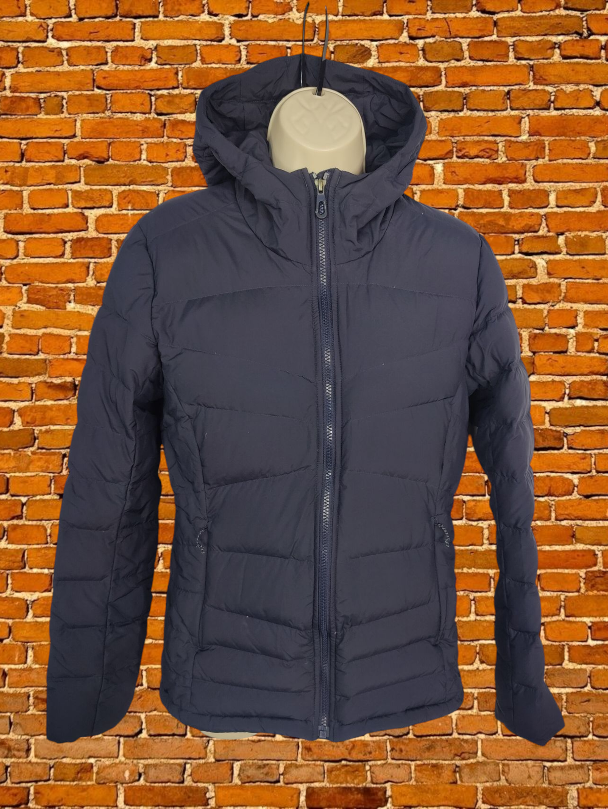 SALOMON SCI SMALL GIACCA CAPPOTTO BLU NAVY IMBOTTITO PIUMINO CON CAPPUCCIO PUFFER DONNA