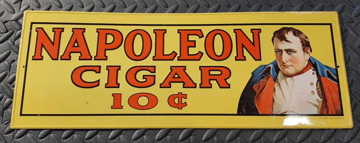 レア度高め／vintageパブミラー／70s巨大シガーリング／NAPOLEON AUTHENTIC NAPOLEON 10 CENT CIGAR TIN EMBOSSED SIGN 100% ORIGINAL