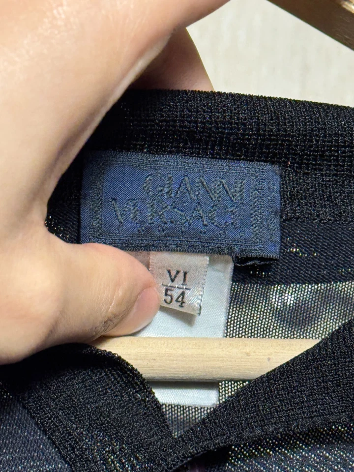 Gianni Versace Couture Vintage Azul Seda Manga Larga Polo para Hombre Talla XL Foto 4 de 4