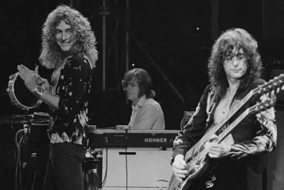Robert Plant John Paul Jones und Jimmy Page Earl'S Court 1975 4x6 FOTO