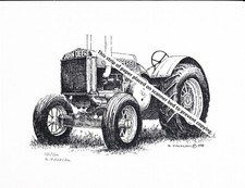 John Deere Model D Tractor,  Unstyled ~ Pen & Ink Print