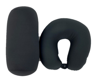 2 Pc Set Micro Bead U Shaped Neck Travel Pillow Lumbar Roll Back Support Cushion