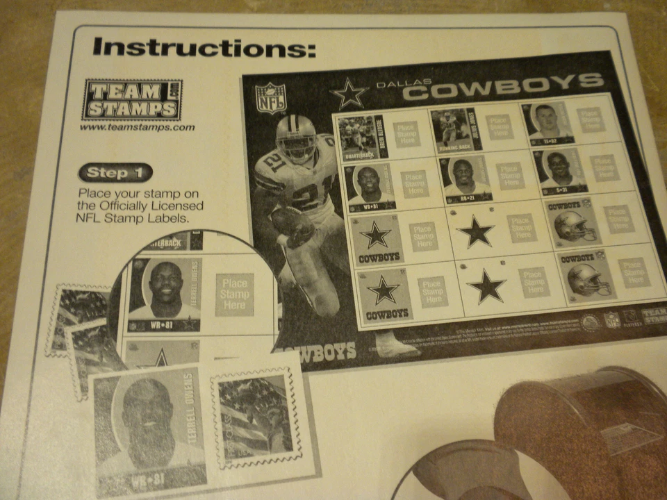 Vintage 2006 NFL Merrick Mint Dallas Cowboys Team Stamps Bledsoe - Jones - Owens - Image 3 of 4