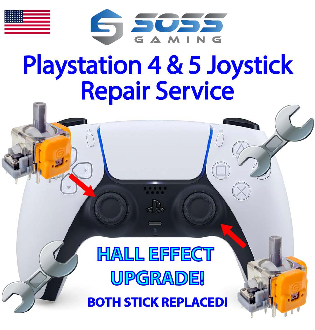Hall Effect Joystick Upgrade for PS5 Dualsense Controllers REPAIR SERVICE