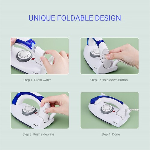 Electric Steam Iron Fold-able Travel Ironing Garment Clothes Quilting Portable - Picture 11 of 12