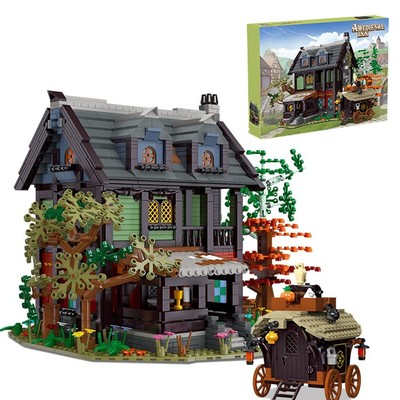 2710 PCS a Frame Cabin Medieval inn Architecture Castle Building Blocks Set M...