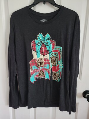 Crazy Train Women's Knit Gray Leopard Print Christmas Presents Long Sleeve Sz M