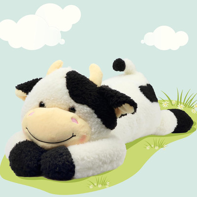    Lying Cow Stuffed Animal Large Hugging Cow Plush Pillow Toy Soft Cute Cattle 