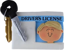 License Male Blonde Personalized Christmas Tree Ornament