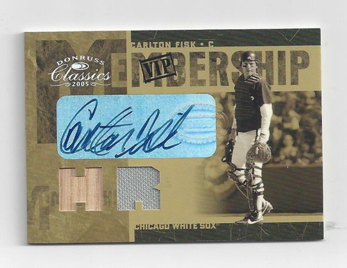 2005 DONRUSS CLASSICS RARE CARLTON FISK SP DUAL BAT, JSY & AUTOGRAPH CARD "4/5" - 第 1/2 張圖片