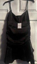 Black Satin Tulip-Hem Mini Dress