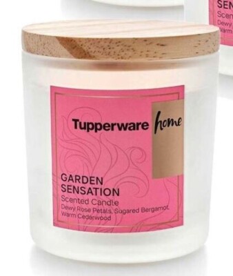 New Tupperware Home Garden Sensation Candle Rose Bergamot Cedarwood 6.7oz
