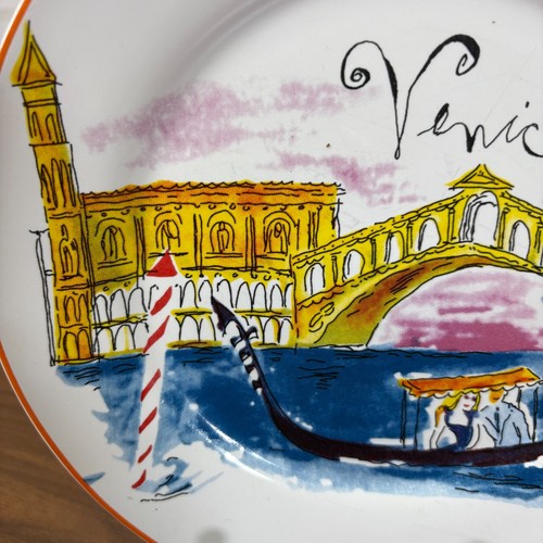 Juego de platos de postre Rosanna Bon Voyage París Londres Venecia Juego de 3 8" de diámetro - Imagen 10 de 12