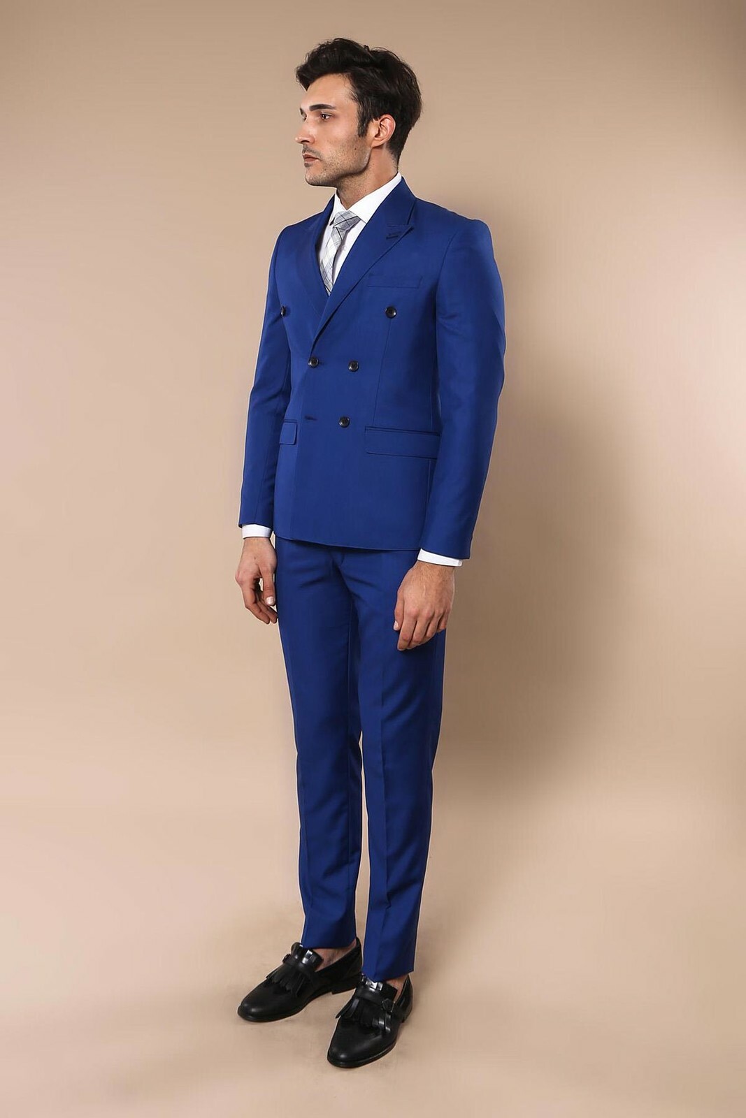 Men Double Breasted Suit WESSI by J.VALINTIN Extra Slim Fit JV5 Royal