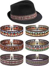 6 Pieces Western Style Hat Band Cowgirl Cowboy Hat Band Adjustable Cowboy Hat