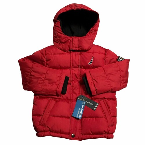 Nautica Little Boys Water Resistant Jaket Size 4 Red Black Full Zip Hooded - Picture 2 of 11
