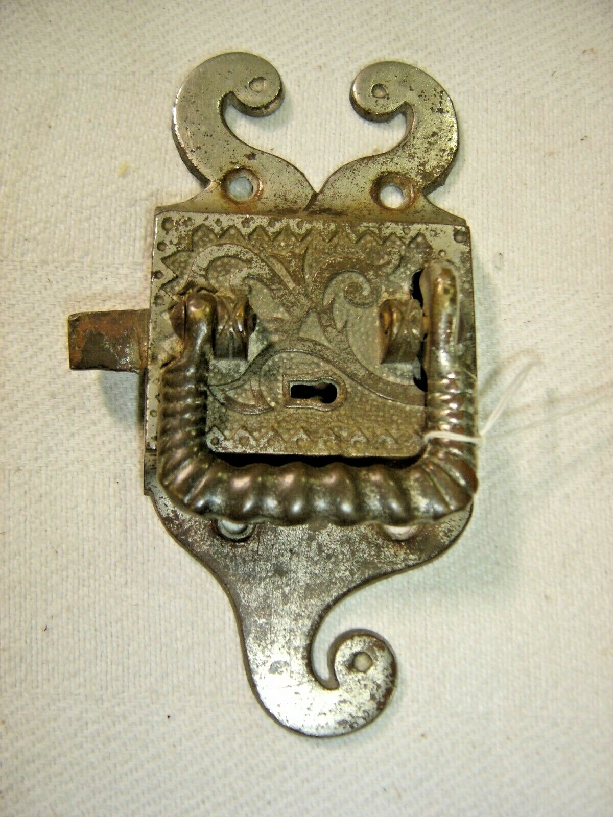 Salvage Antique Ice Box Door Latch with keyhole Nickel plated brass 1538 eBay