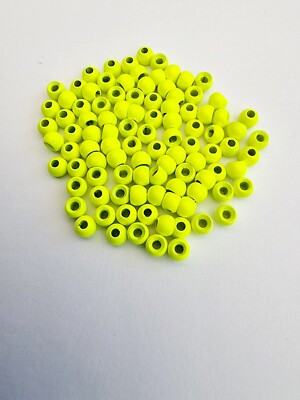 Fliegenbindematerial 50 Stck. 4 mm Flo Chartreuse bemalt versenkt Messing Perlen 