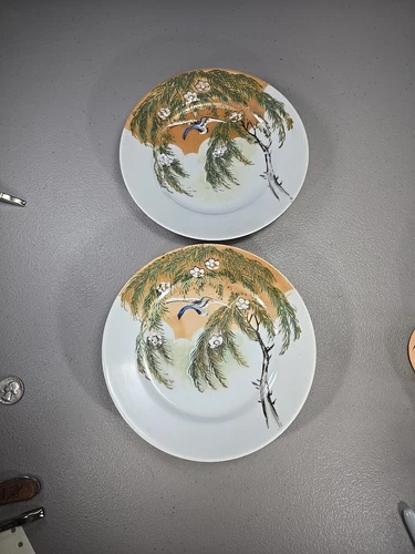 Vintage Hand painted 7-1/8 Inch Desert Luncheon Plate Made In Japan Set Of 2