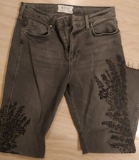 FREE PEOPLE WE THE FREE Embroidered Charcoal Gray Black Jeans Size 27 New 30x27