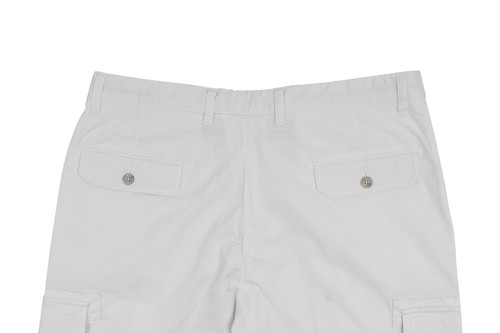 690$ ISAIA NAPOLI White Cargo Trousers Pant Satin Cotton Slim Fit - Picture 3 of 3