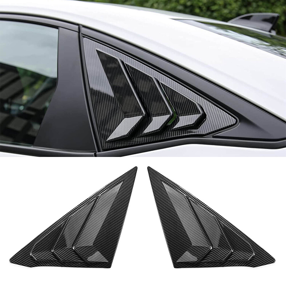 ABS Carbon Fiber Rear Window Scoop Louver Cover Trims For 2022 Honda Civic 11th