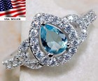 1CT  Aquamarine 925 Solid Sterling Silver Ring Jewelry Sz 8 U2-7 — photo 1