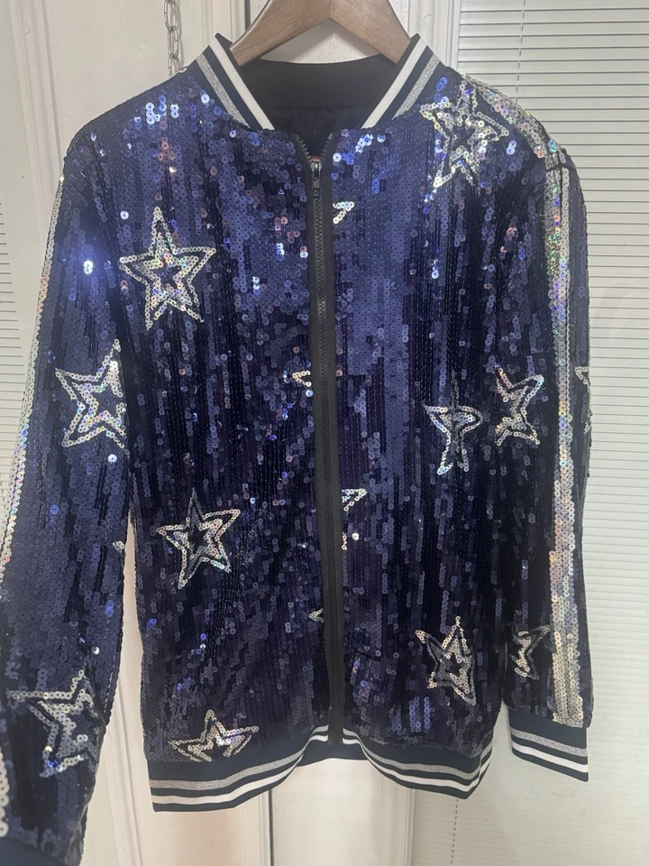 ¡NUEVO! Chaqueta de lentejuelas brillantes para mujer Dallas Cowboys talla única Foto 2 de 4