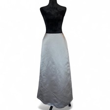Y2K Satin Silver Maxi Skirt   Minimalist Sleek S 