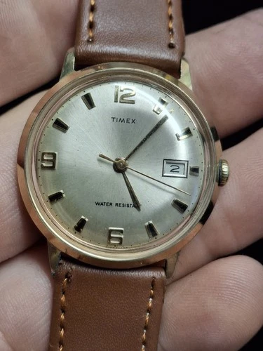 Timex Marlin 1968 Gold Tone Mens Vintage 1960s Mechanical Handwind Retro...