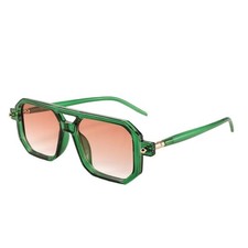 Retro Square Aviator Sunglasses Womens Oversized Vtg 70s Flat Pilot Green Orange
