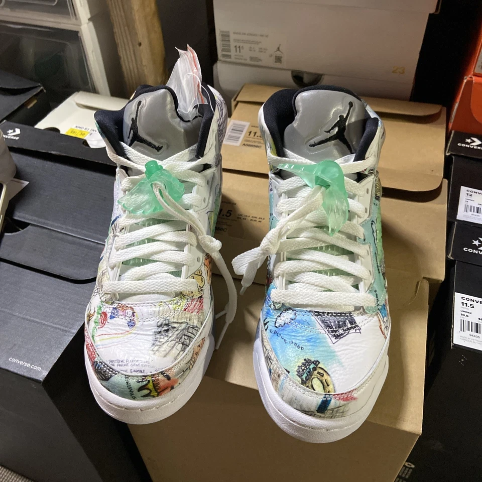 Air Jordan 5 retrô tamanho 4Y "Asas" AV3663-900 NOVO NA CAIXA 100% autêntico - Imagem 2 de 4