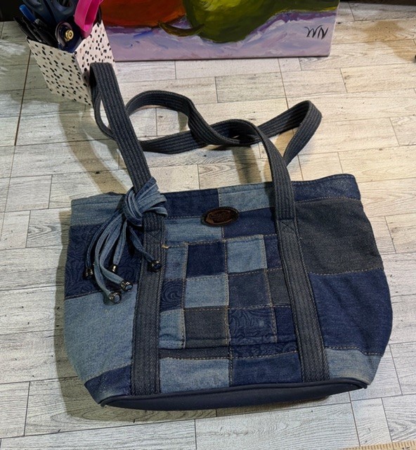 Women's Donna Sharp Denim Patchwork Shoulder Bag … - image 1