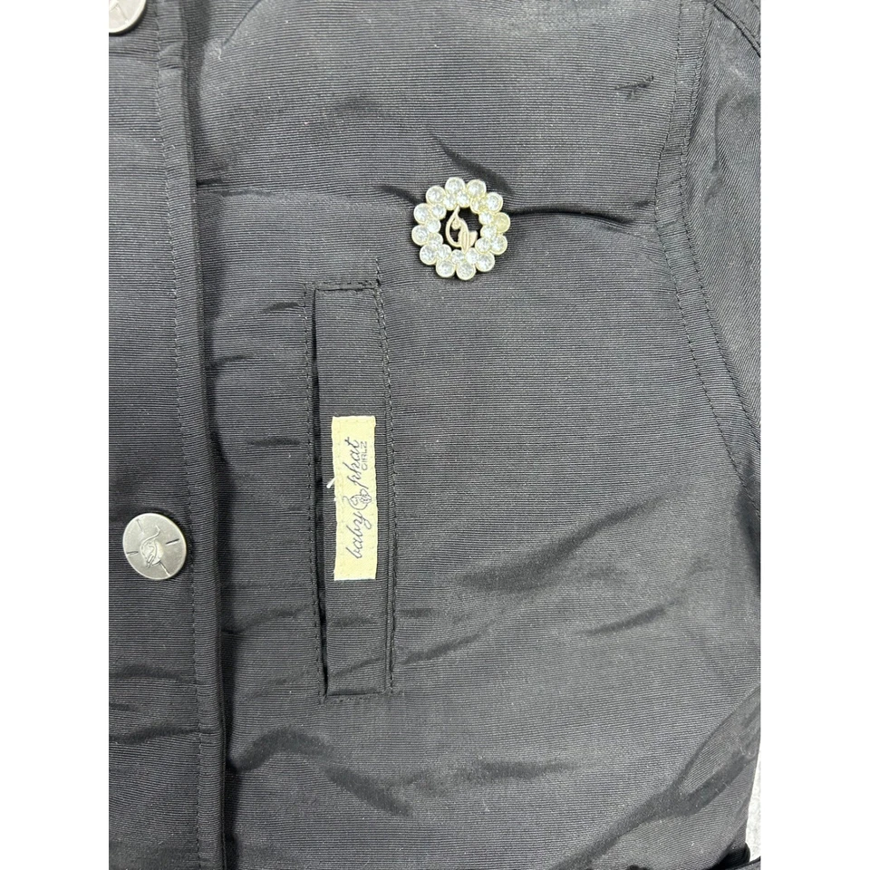 Baby Phat винтажный Y2K девочек черный с капюшоном искусственного меха отделки вниз перо парка куртка 3T - Изображение 3 из 4