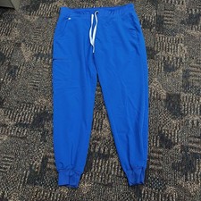 FIGS Womens Zamora Cargo Jogger Scrub Pants L Blue Tech Drawstring W18SW2005