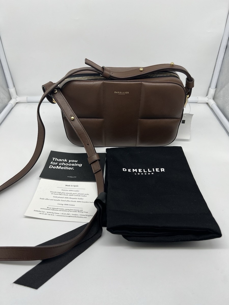 NWT DEMELLIER Marrakesh Brown Leather Padded Quilted Boxy Camera