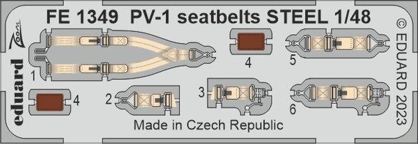 Eduard Accessories FE1349 - 1:48 PV-1 Seatbelts Steel 48 Academy - Neu-image