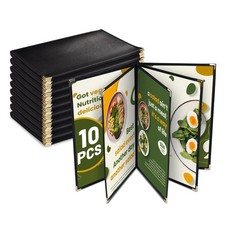 WeChef 10 Pack Leather & PVC Menu Covers 8.5x14" Book Style 8 Views Cafe