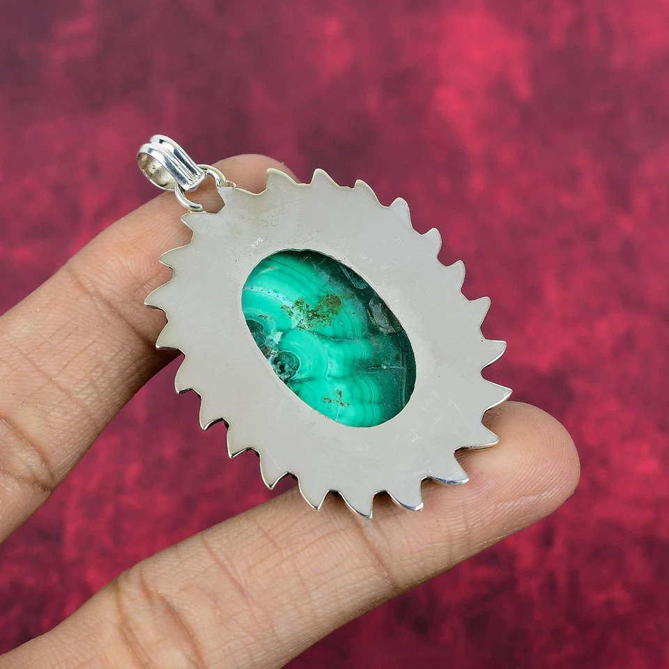 Malachite Gemstones Handmade 925 Sterling Silver Beautiful Jewelry Pendant - Image 2 of 4