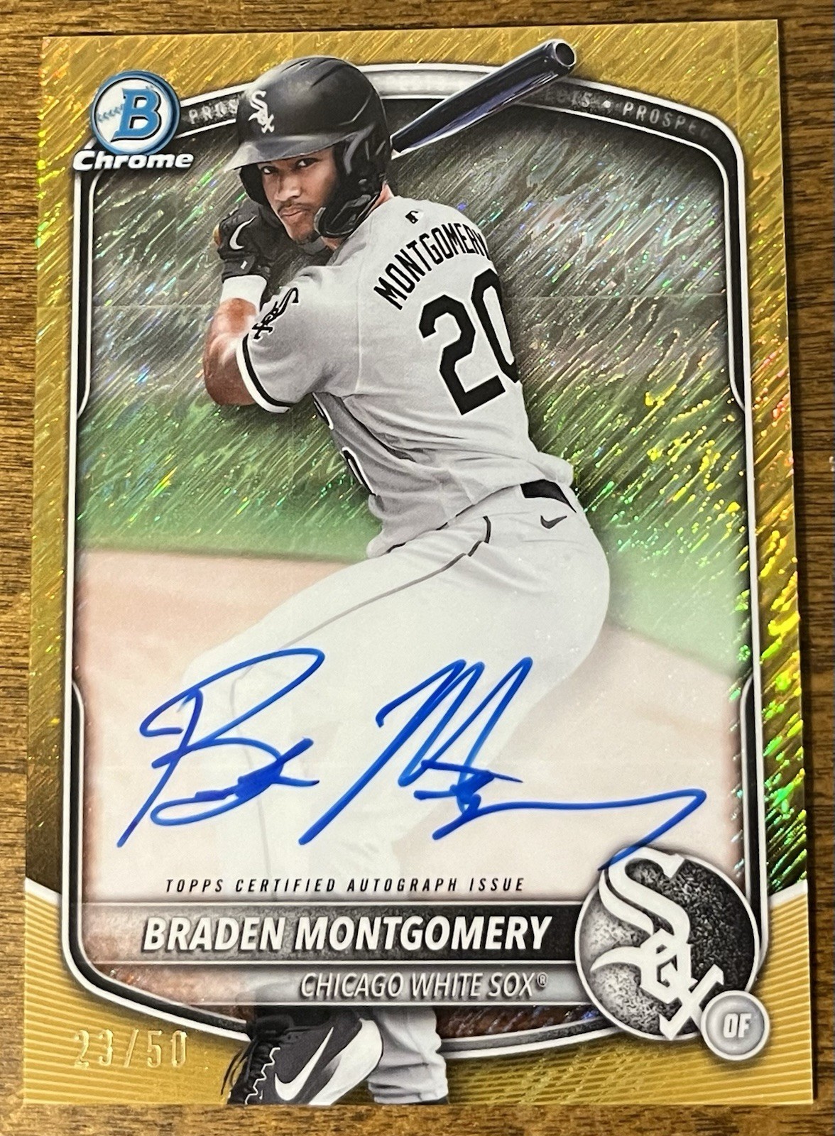 2025 Bowman Chrome Braden Montgomery Gold Shimmer Auto /50 CPA-BM WHITE SOX