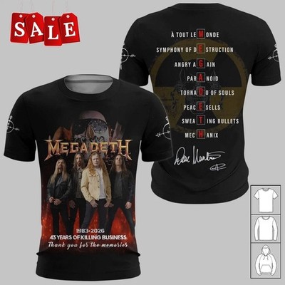New Megadeth Band Destroy All Enemies 2026 Tour S to 5XL 3D Shirt CM375