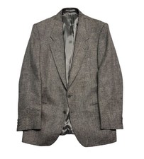 vtg Yves Saint Laurent 44L Gray Herringbone Silk Blazer Jacket Sport Suit Coat