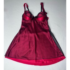 Victoria’s Secret 34B Pink Black Sheer Mesh Underwire Babydoll Chemise Lingerie