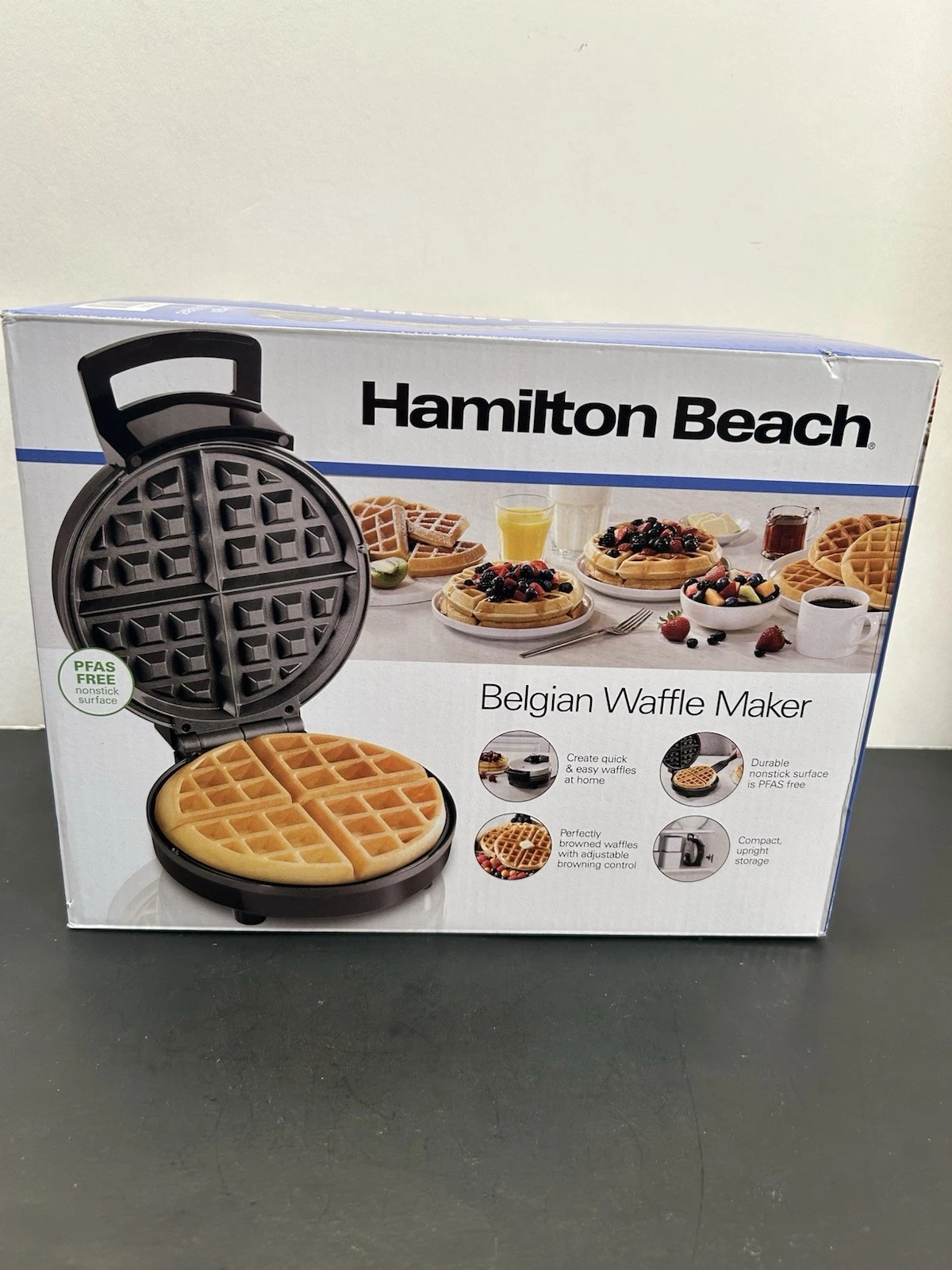 New In Box Hamilton Beach 26080 Belgian Waffle Maker