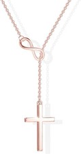 Easter Basket Stuffer Infinity Cross Necklace for Women, 14K Gold Plated Necklac
