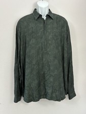 EMPORIO ARMANI NWT 425 Green 1/2 Zip Front Men s Long Sleeve Shirt Sz M 17.5